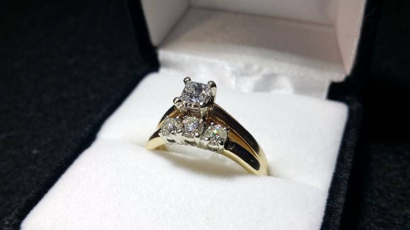 Gorgeous Gold and Diamond Engagement & Wedding Band