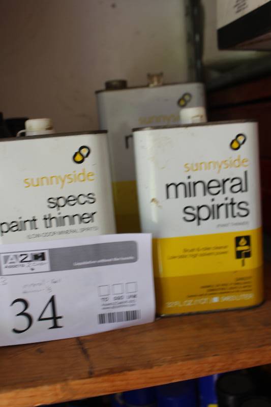 lot 34 image: Lot of (3) Mineral Spirits, Thinner