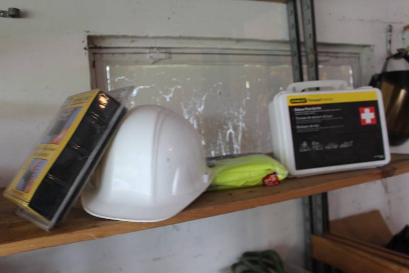 lot 55 image: Safety Vest, Back Brace, Hard Hat, First Aid Kit