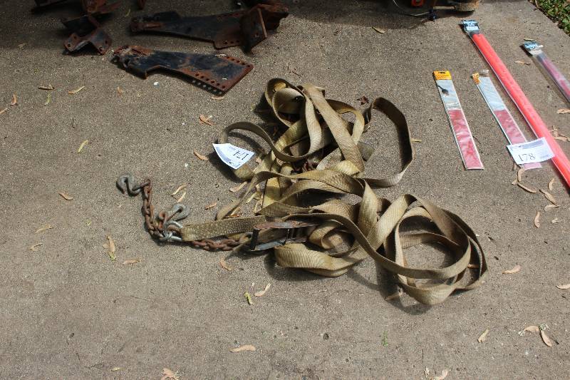 lot 174 image: Lot of (2) 20ft. Strap, Chain w Hook