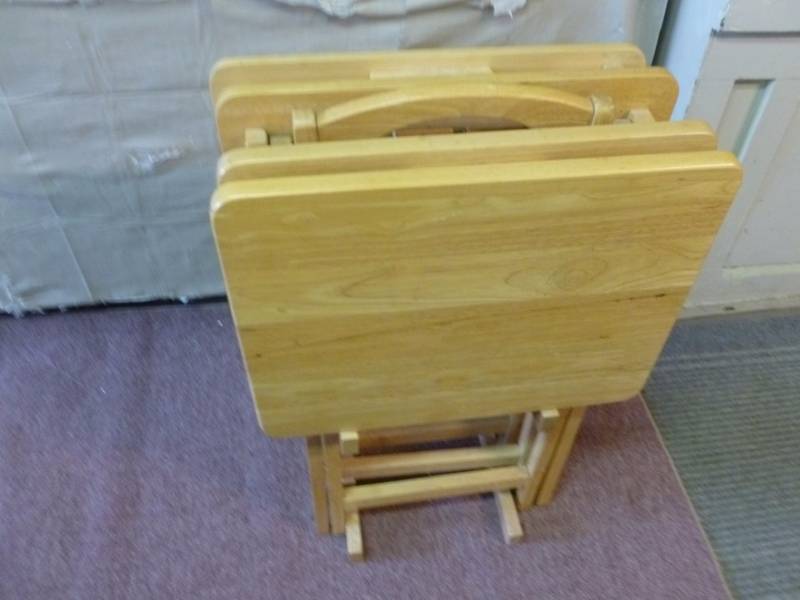 lot 153 image: Wooden T.V Tray Set