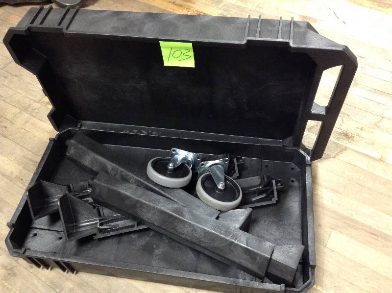 lot 103 image: Husky 2 Shelf Utility Cart Missing 2 wheels and hardware