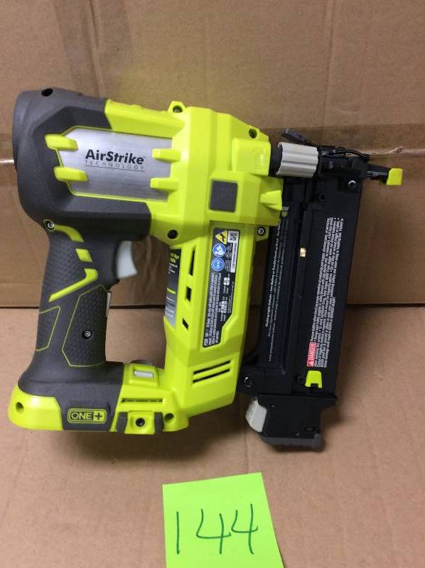 lot 144 image: Ryobi 18-Volt ONE AirStrike 18-Gauge Cordless Brad Nailer (Tool-Only)