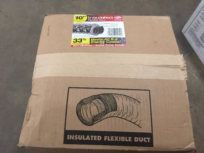 lot 7 image: 10 in. x 25 ft. Insulated Flexible Duct R6 Silver Jacket Model # F6IFD10X300 open box never used