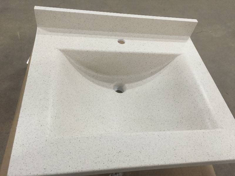 lot 22 image: Swan Contour 25 in. W x 22 in. D x 1014 in. H SolidSurface Vanity Top in Tahiti open box never used Model # CV2225-050