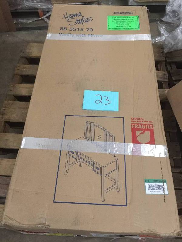 lot 23 image: Home Styles 5515-70 Newport Vanity With Mirror White open box never used