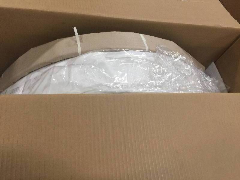 lot 32 image: Hampton Bay Edington Round Patio Ottoman W Bare Cushion Chairs 141-034-OT38-NF open box never used