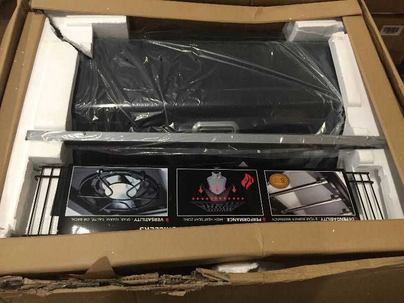 lot 38 image: Nexgrill Deluxe 5-Burner Propane Gas Grill in Black with Side Burner and Built-in Searing Zone Model # 720-0896 open box never used