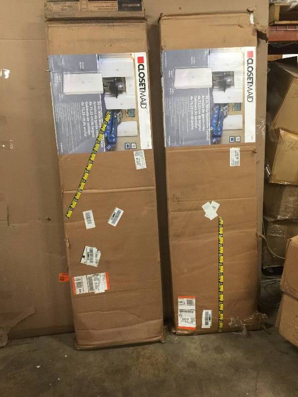 lot 41 image: Set of 2 ClosetMaid 30 in. 2-Door Wardrobe Cabinet Model # 12298