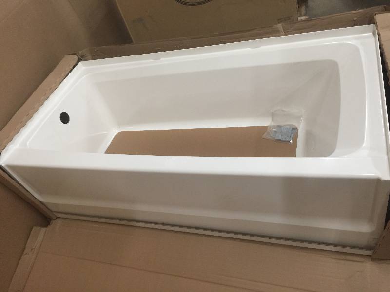 lot 14 image: Swan  5 ft. Left Drain Bathtub in White Model # BT-3060L-010  open box