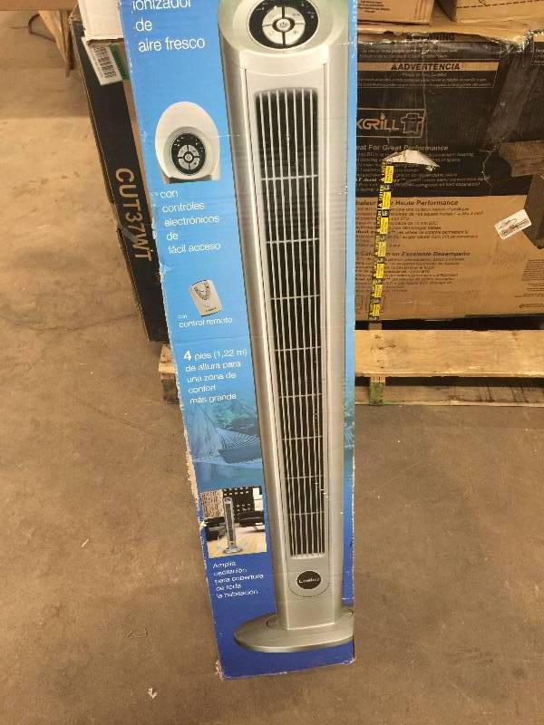 Lasko 4820 Xtra Air 48 Oscillating Tower Fan ? Gray open box never used  missing remote control | KX Real Deals Minneapolis Bathroom Vanities, TOOLS  and More | K-BID