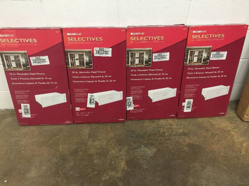 lot 55 image: Lot of 4 ClosetMaid 23.5 in. x 10 in. White Decorative Drawer New