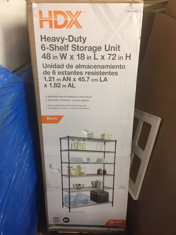 lot 76 image: HDX 6 Shelf 72 in. H x 48 in. W x 18 in. D Wire Unit in Black