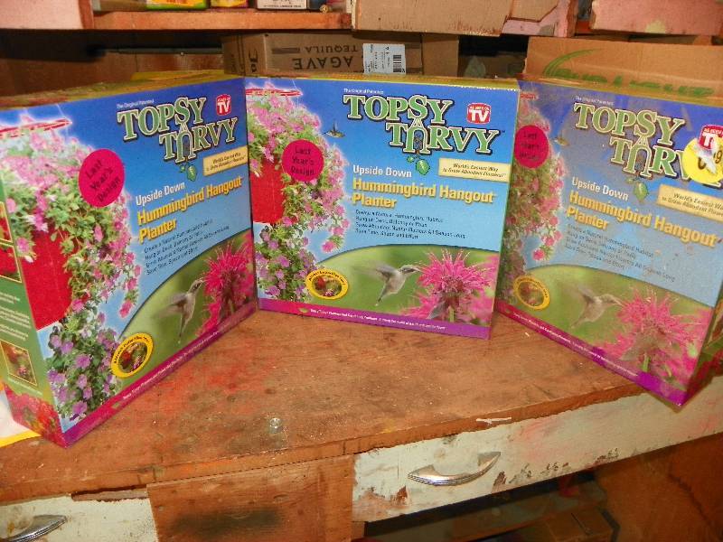 lot 278 image: 3 TOPSY TURVY HUMMINGBIRD PLANTER