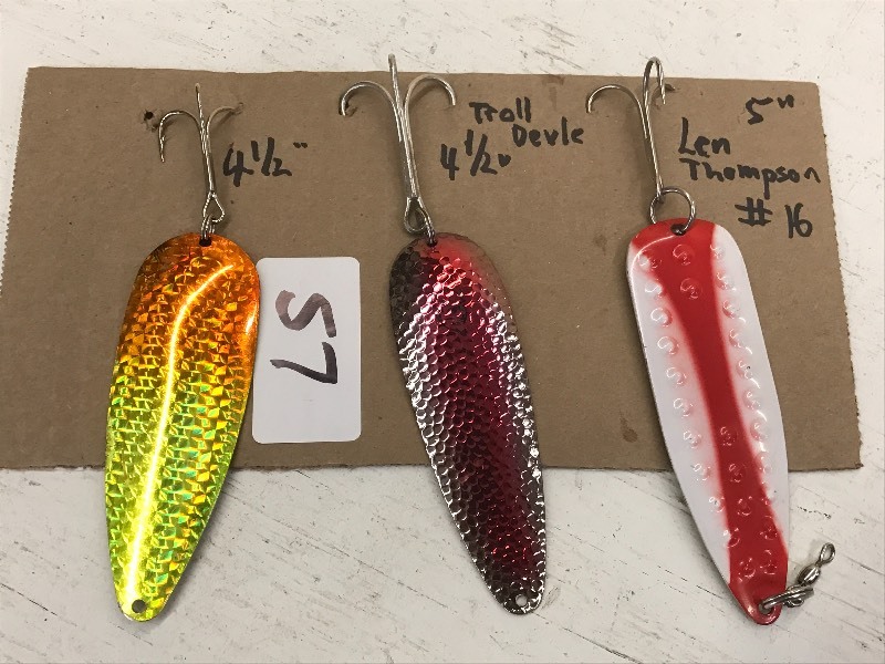 lot 57 image: (3) Assorted Muskie Spoon Lures ...