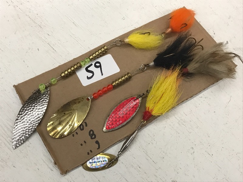 lot 59 image: (3) Assorted Muskie Spinner Lures ...