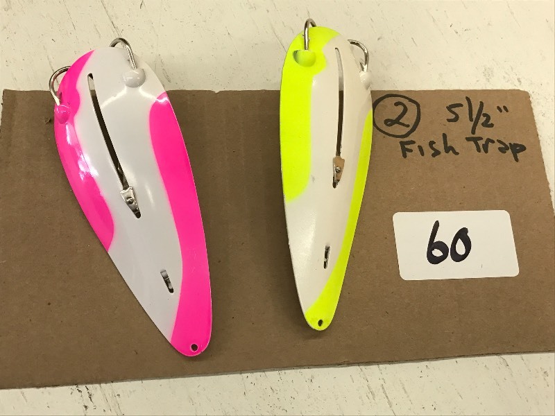 lot 60 image: (2) 5.5 T55 Fish Trap Muskie Spoon...