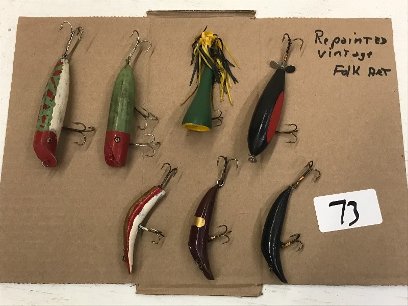 lot 73 image: (7) Assorted Vintage Re-Painted Lur...