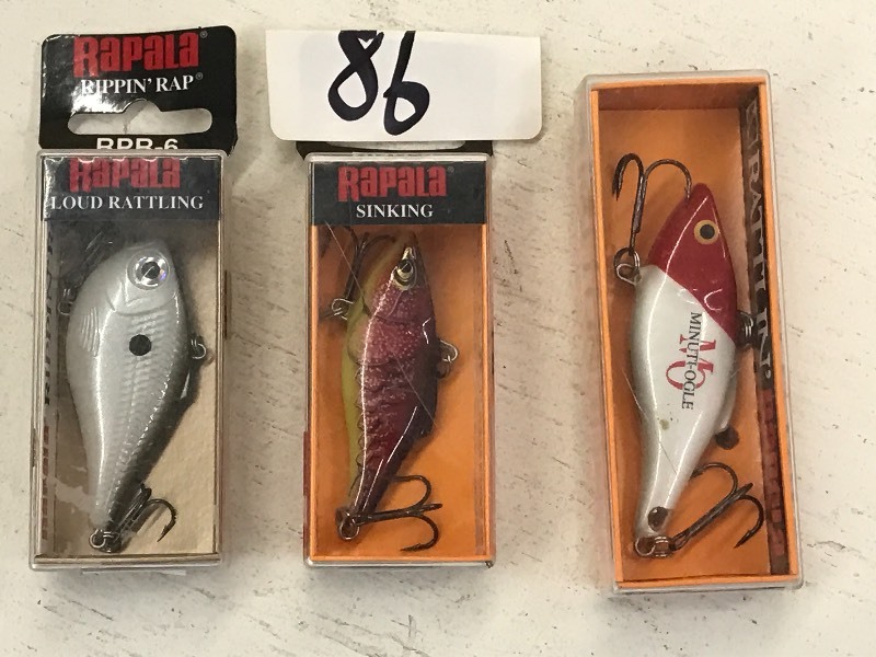 lot 86 image: (3) New Rapala Crakbait Lures ...