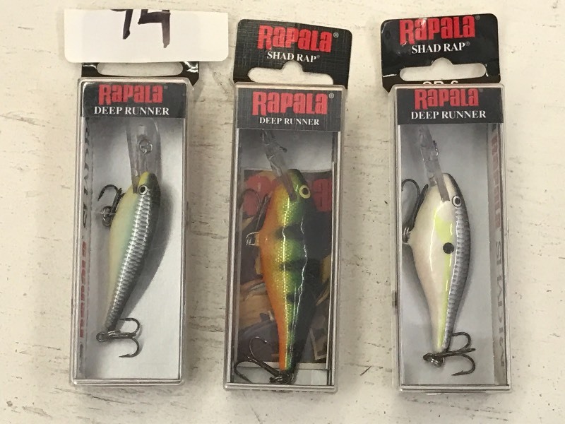 lot 94 image: (3) New Rapala Crankbait Lures ...