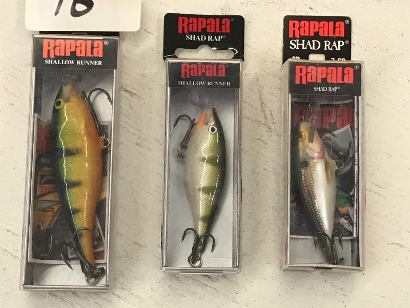 lot 96 image: (3) New Rapala Crankbait Lures ...