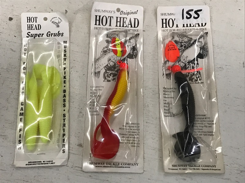 lot 155 image: (3) New Hot Head Muskie Lures ...