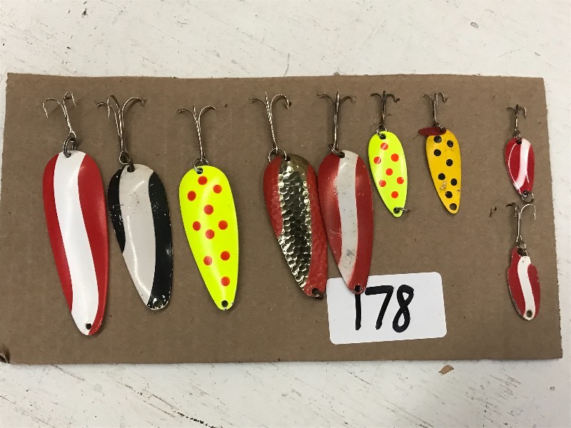 lot 178 image: (9) Assorted Spoon Lures ...