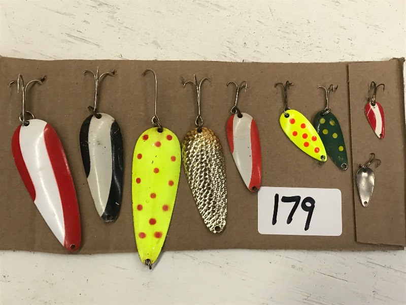 lot 179 image: (9) Assorted Spoon Lures ...