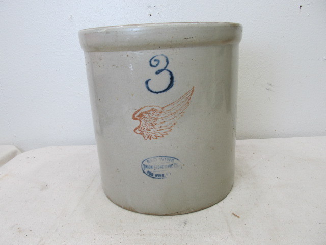 lot 12 image: Antique 3 Gallon Red Wing Stoneware Crock