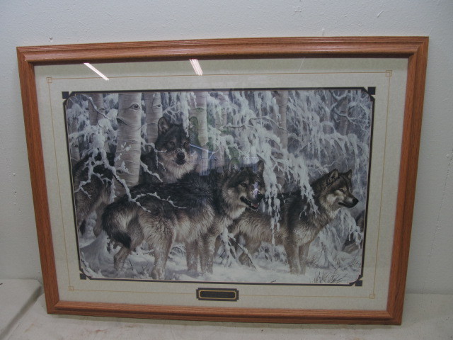 lot 17 image: Framed LARRY FLANNING Wolf Print