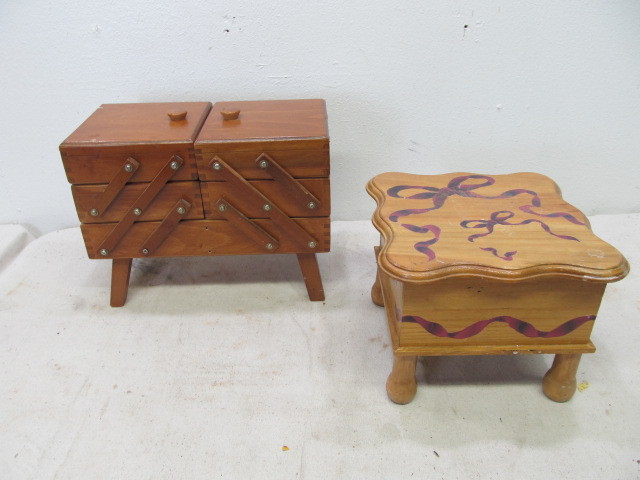 Pair Of Small Vintage Wood Sewing Cabinets Little Canada Estate