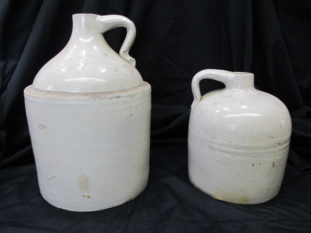 lot 29 image: 2 Antique Stoneware Whiskey Jugs