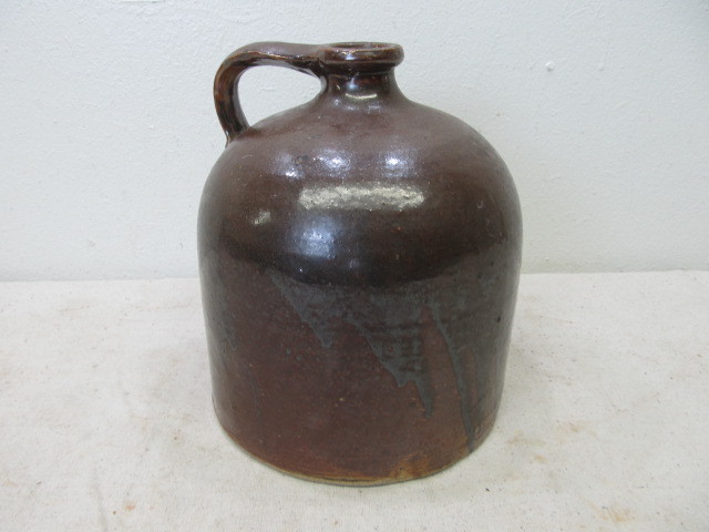 lot 30 image: Antique Drip Glaze Stoneware Whiskey Jug