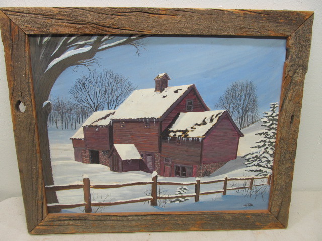 lot 76 image: Vintage Signed Framed Farmhouse Oil Painting