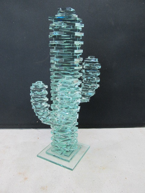 lot 78 image: Unusual Cut Glass Cactus Sculpture