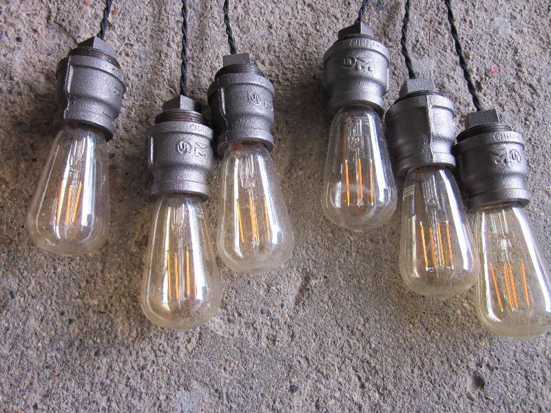 lot 8 image: Hanging Pendant Light Fixtures (Pair)