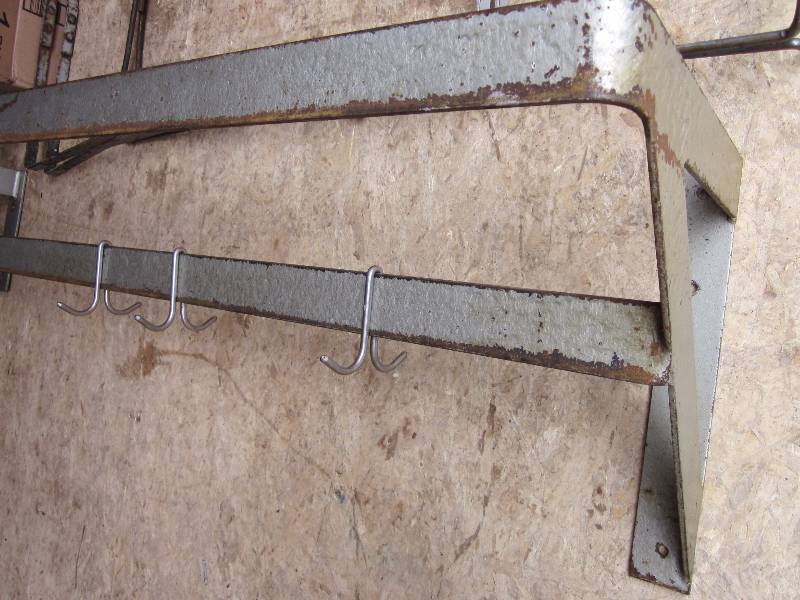 lot 16 image: Pot Rack, 2 Paper Towel Dispensors, & 2 Folding Stands