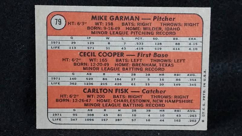 1972 Topps Carlton Fisk Rookie Card