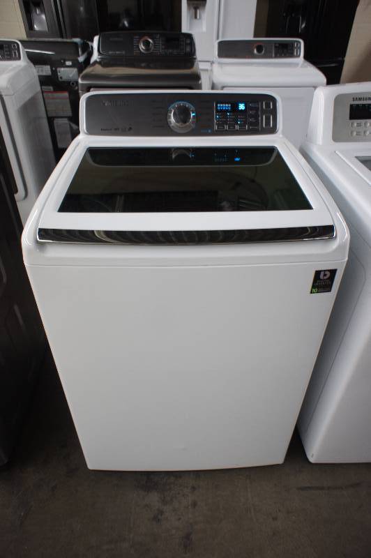 lot 22 image: New - Scratch and Dent - Samsung Model # (WA48H7400)  Top-Loading Washer - 4.8 cu ft - White Color - Tested Works - MSRP $ 999.99