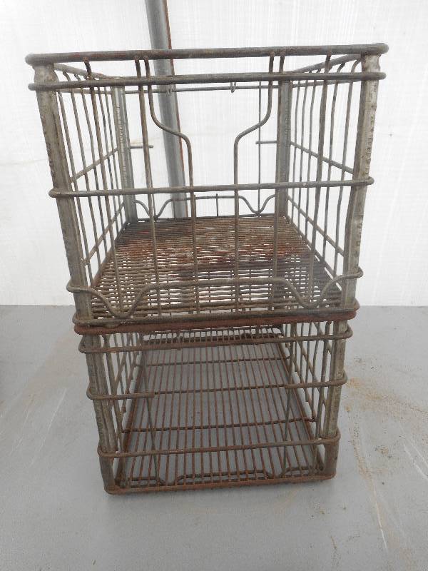 lot 13 image: 2 VINTAGE4 STEEL MILK CRATES