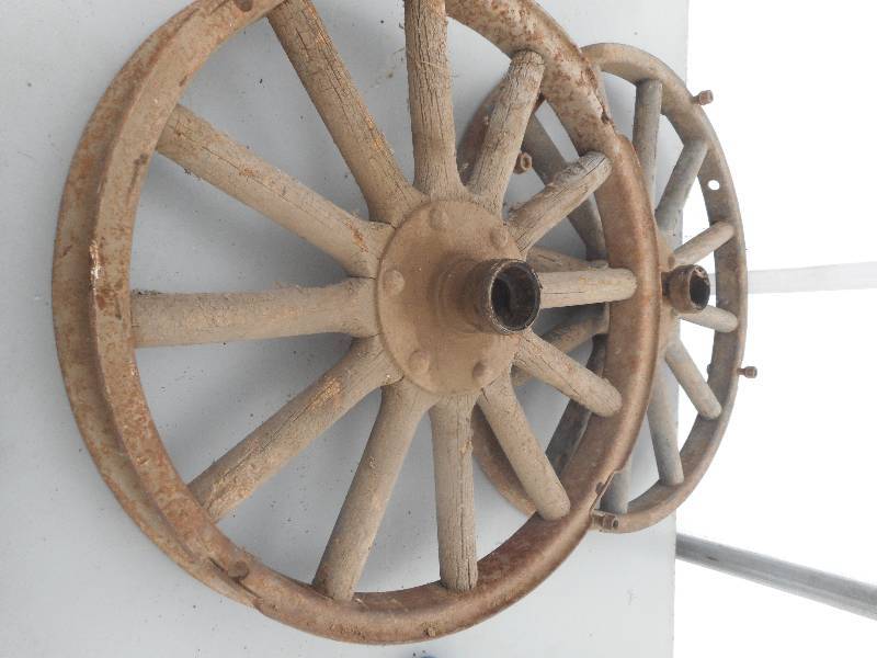lot 20 image: 2 ANTIQUE WAGON WHEELS
