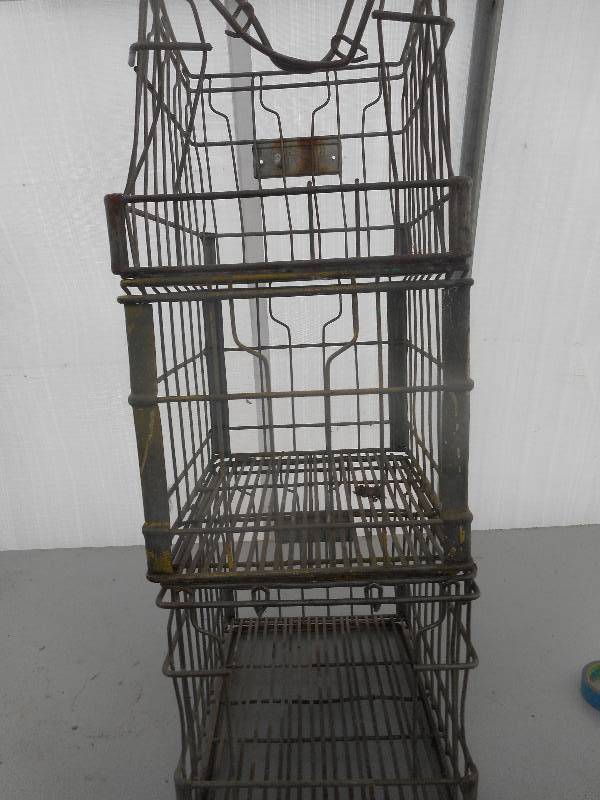 lot 23 image: 3 VINTAGE STEEL MILK CRATES