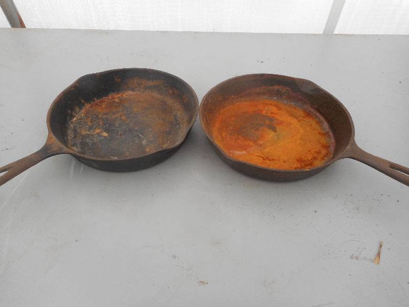 lot 33 image: 2 ANTIQUE CAST IRON PANS
