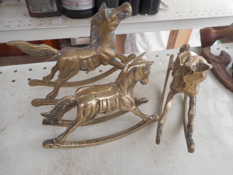 lot 111 image: BRASS ROCKING HORSES