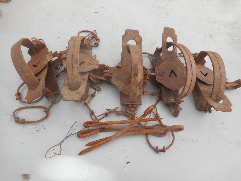 lot 266 image: 5 ANTIQUE TRAPS
