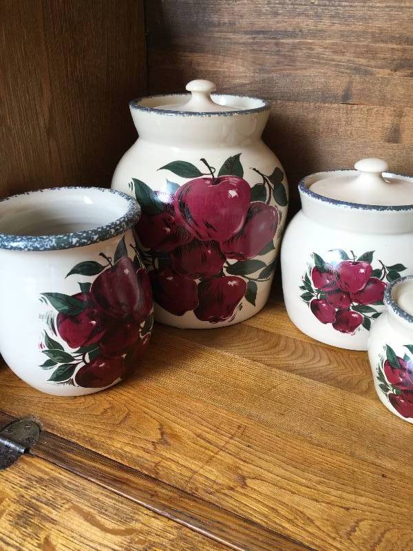 lot 43 image: GLASS APPLE CANISTERS