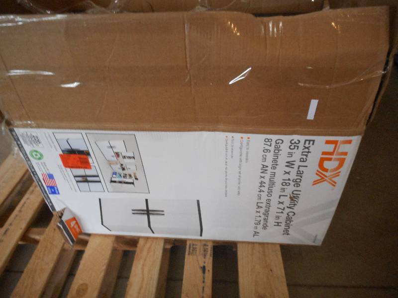 lot 25 image: HDX 35 in. W 4-Shelf Plastic Multi-Purpose Tall Cabinet in Gray