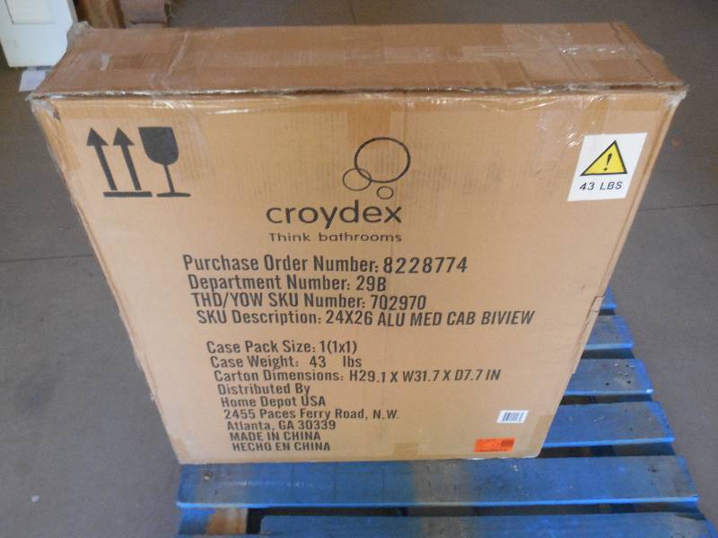 lot 16 image: Croydex 24 in. W x 26 in. H Aluminum Recessed or Surface-Mount Bathroom Medicine Cabinet with Easy Hang System