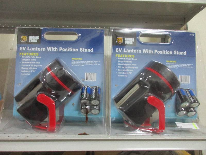2 - 6 volt lanterns w stands and batteries