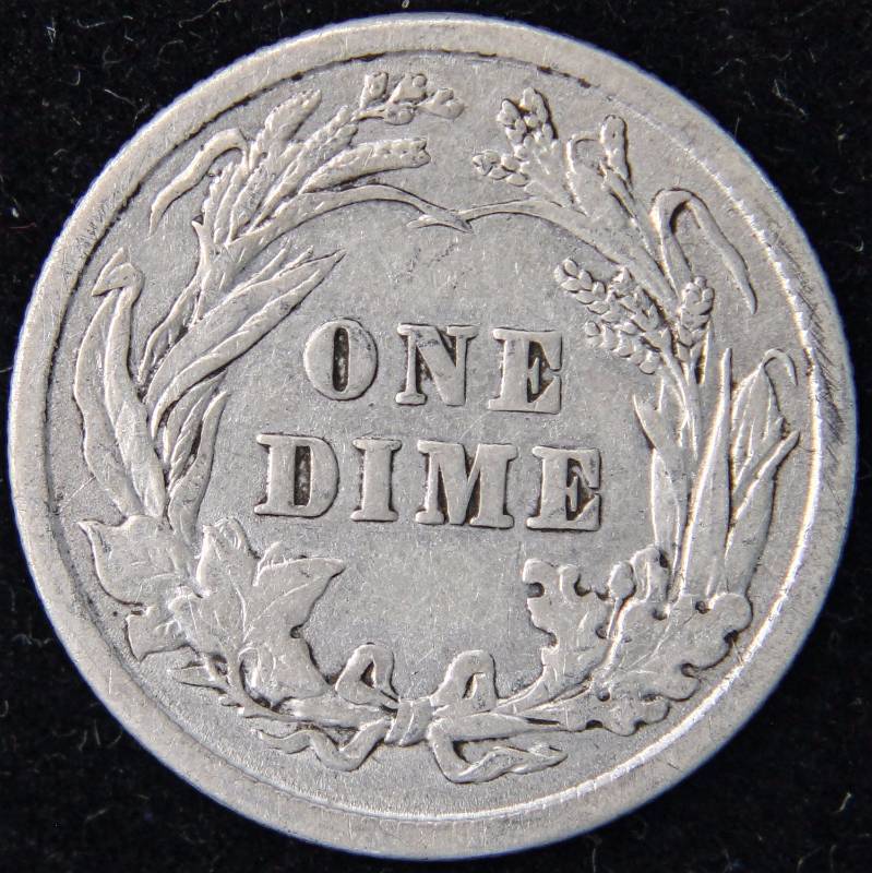 1906 BARBER SILVER DIME FULL LIBERTY VF